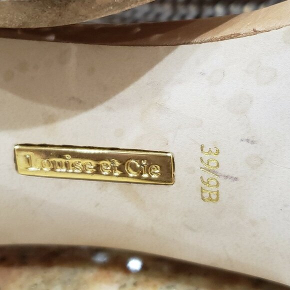 Louise et Cie sz 9 B open toe weave leather, adjustable heels gold access - Picture 9 of 12